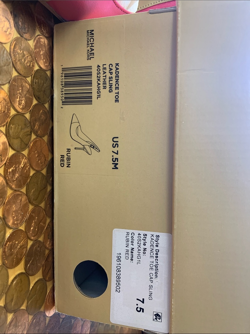 Michael Kors Women's Pink Slingback Pumps with Gold Toe - Picture 2 of 5